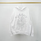 Sp5Der 0G Rhinestone Logo Hoodie White