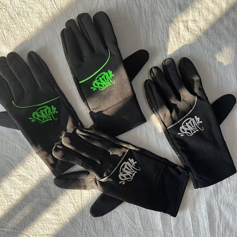 Black Full-Finger Gloves with Graffiti Logo