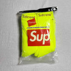 Supreme x Hanes Crew Socks 4-Pack - Neon Yellow/Red/White