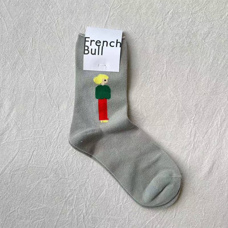 French Bull Cotton Crew Socks with Character Print