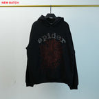 Sp5Der Rhinestone Logo Hoodie Black