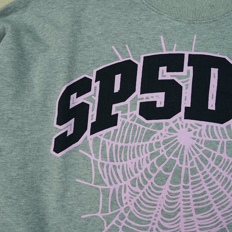 Sp5der Varsity Web Crewneck Heather Grey