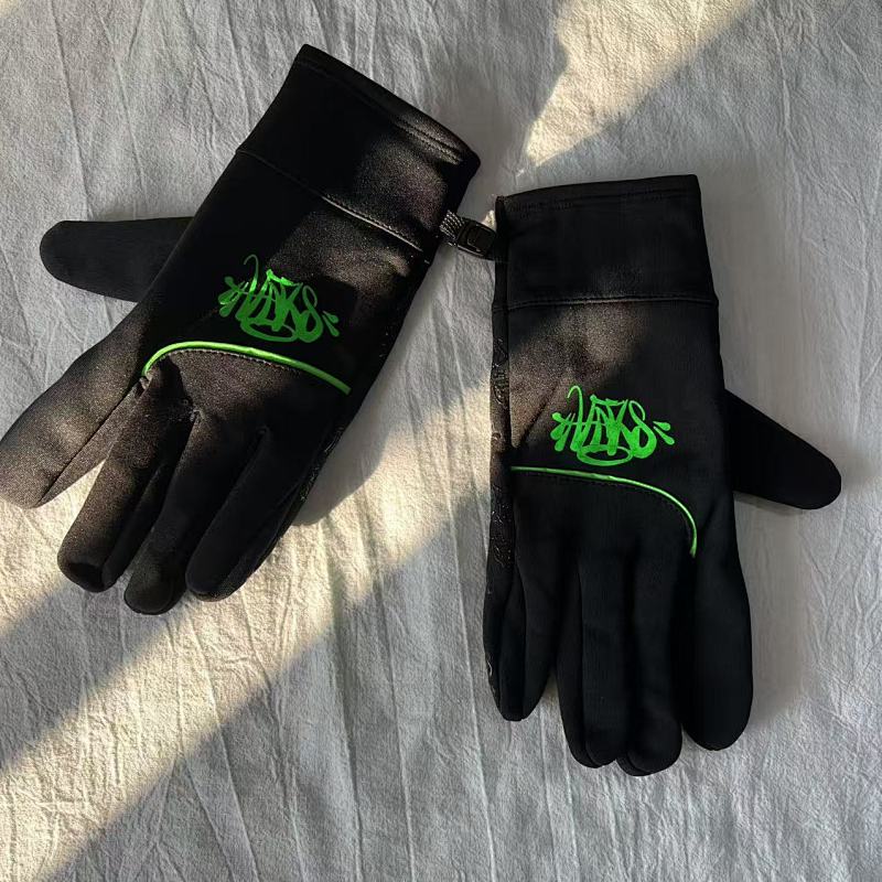 Black Full-Finger Gloves with Graffiti Logo