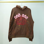 Sp5der Angel Number Hoodie Brown