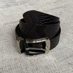 Snakeskin-Embossed Belt - Black