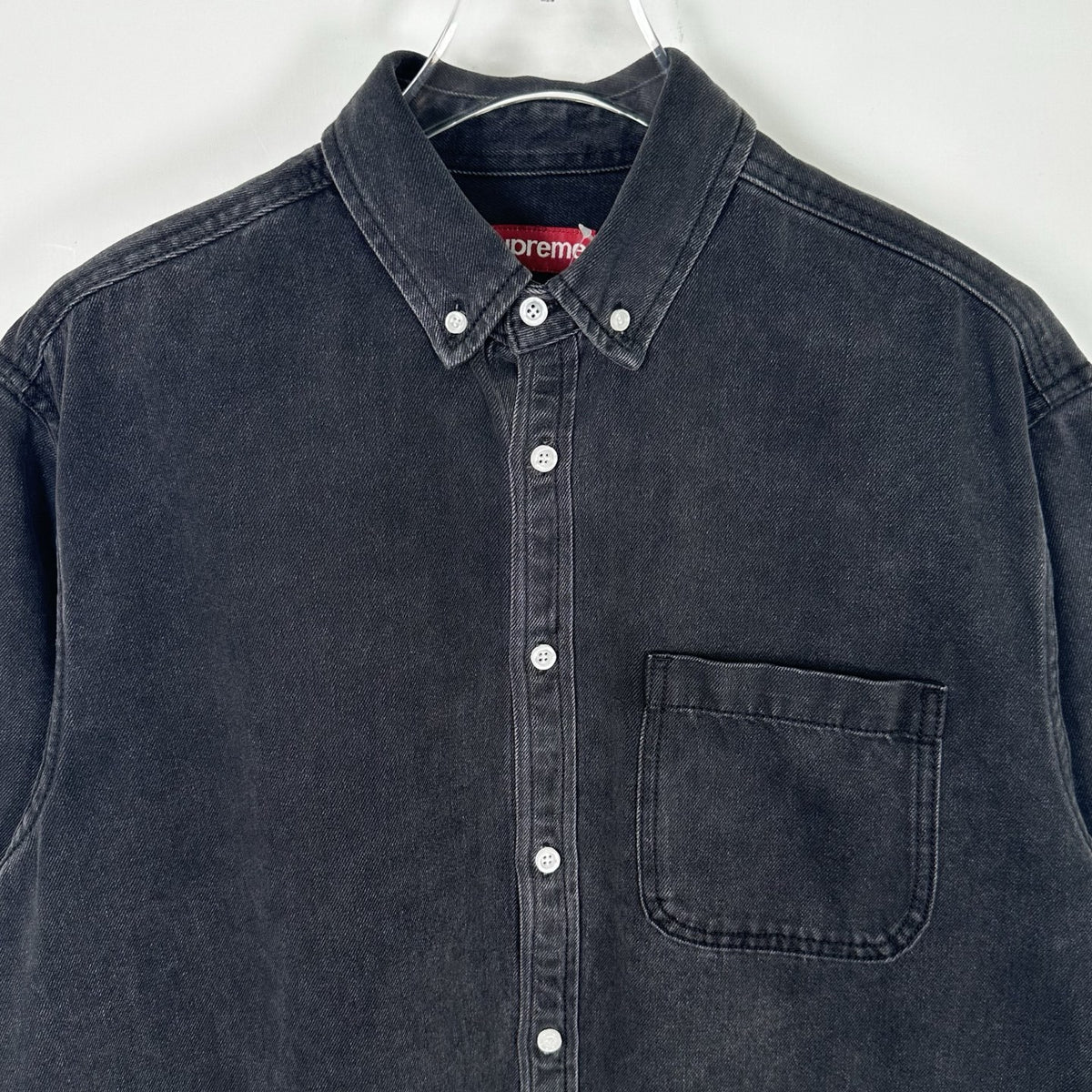 Supreme Gothic Logo Denim Button-Up Shirt